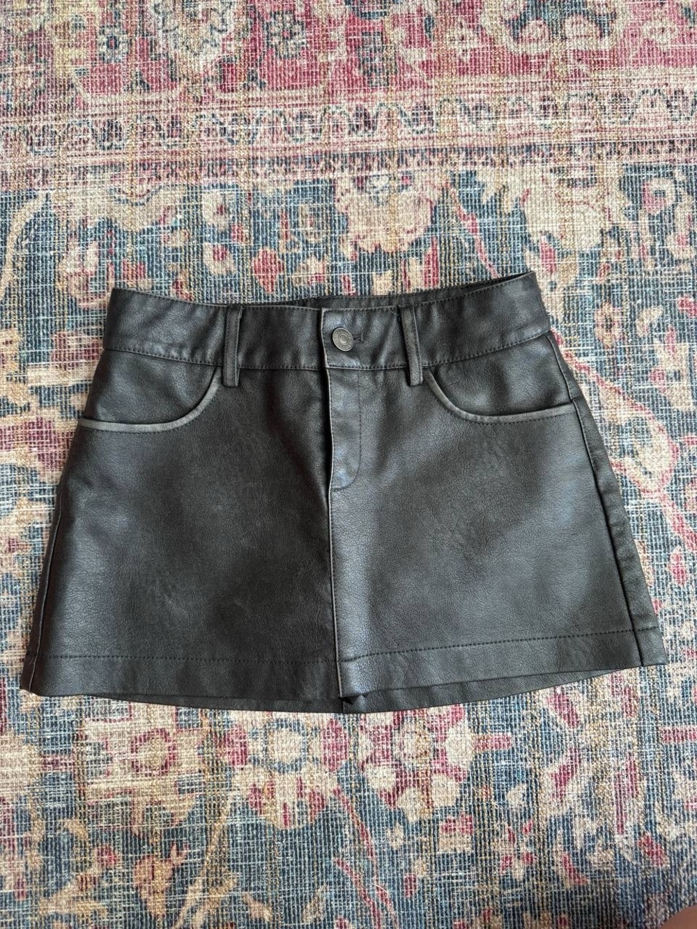 Garage Black Faux Leather Mini Skirt